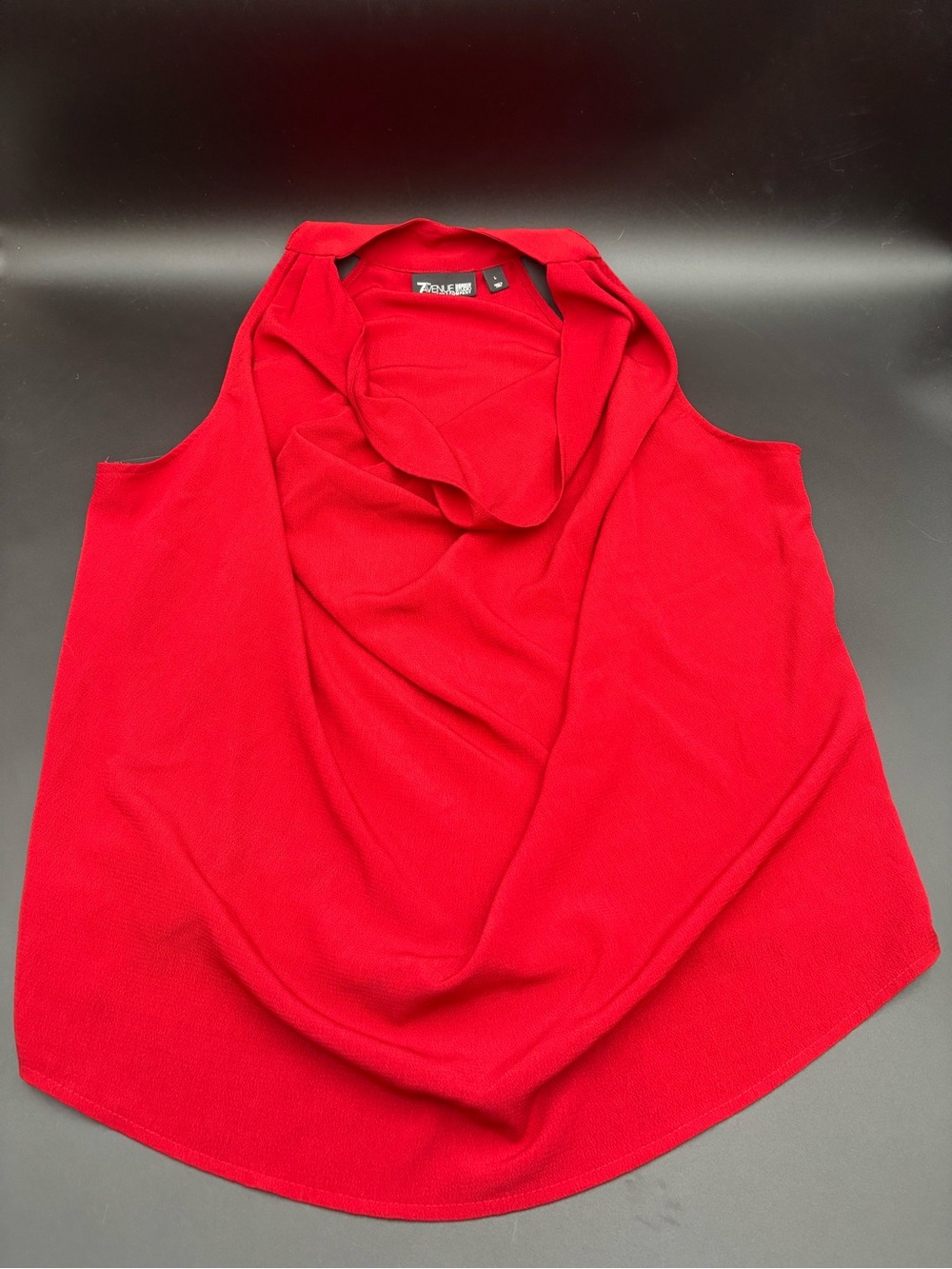 7th Avenue Design Studio Sleeveless Red Draped Cowl Neck Top Large